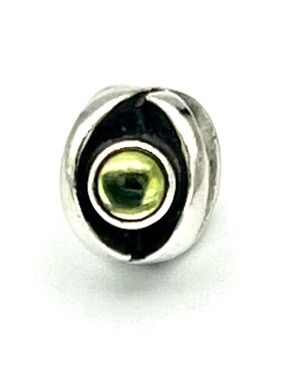 Pandora Green Peridot Eye Bead Charm Sterling Silver Retired Rare